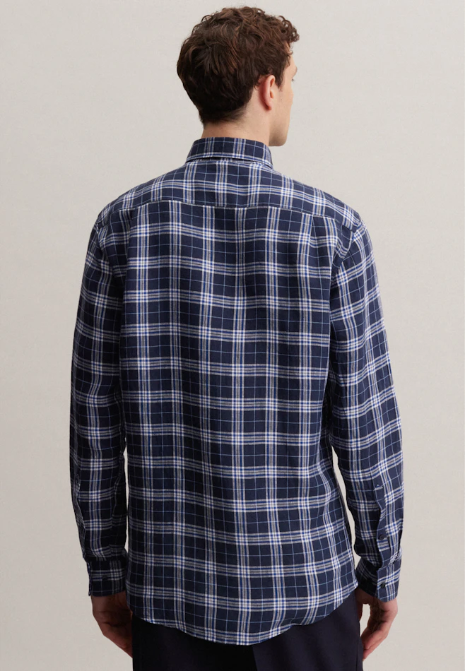 Regular Business Shirt Check in Dark Blue | Seidensticker online shop