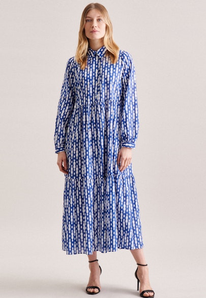 Maxi Kleid Druck in Mittelblau |  Seidensticker Onlineshop
