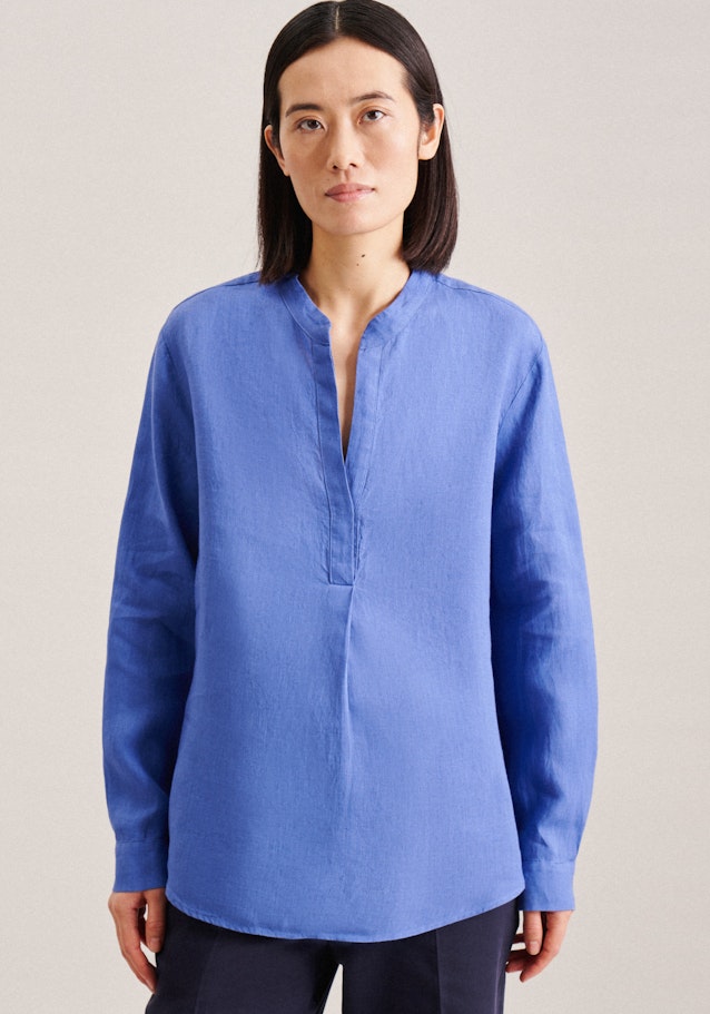Long sleeve Linen Tunic in Medium Blue | Seidensticker Onlineshop