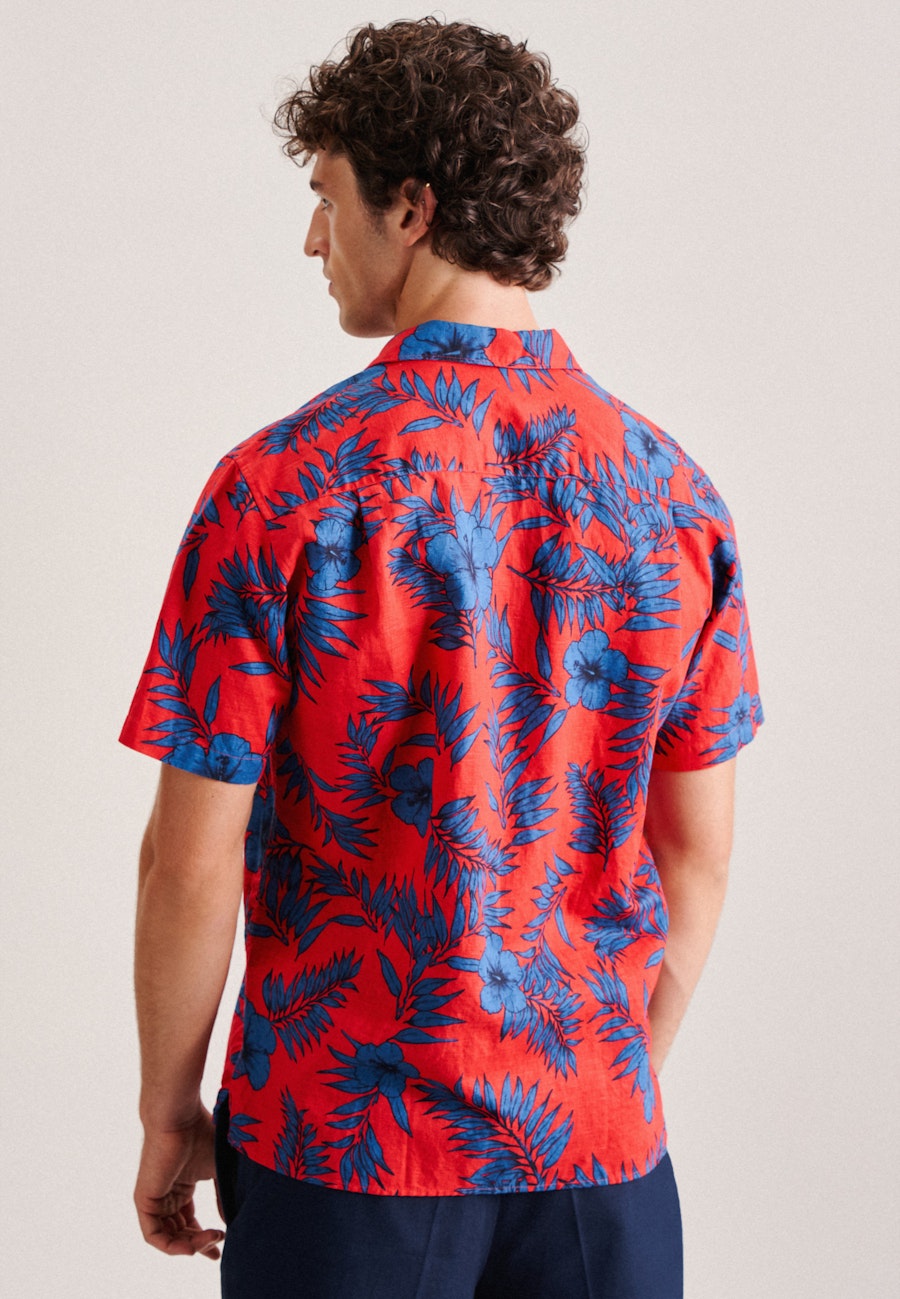 Leinen Kurzarm Casual Hemd in Regular mit Reverskragen in Rot |  Seidensticker Onlineshop