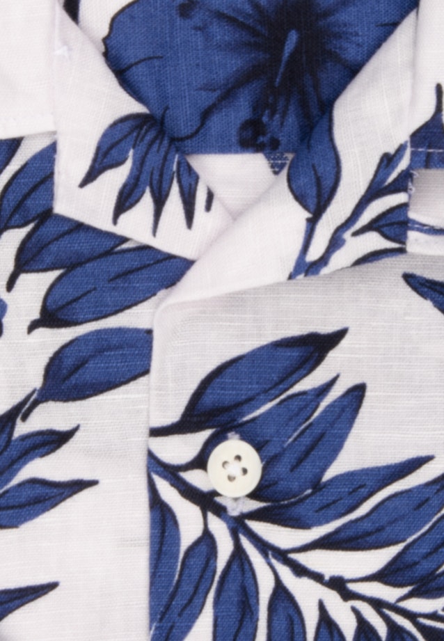 Linnen Korte mouwen Casual Shirt in Regular with Revers Collar in Middelmatig Blauw |  Seidensticker Onlineshop