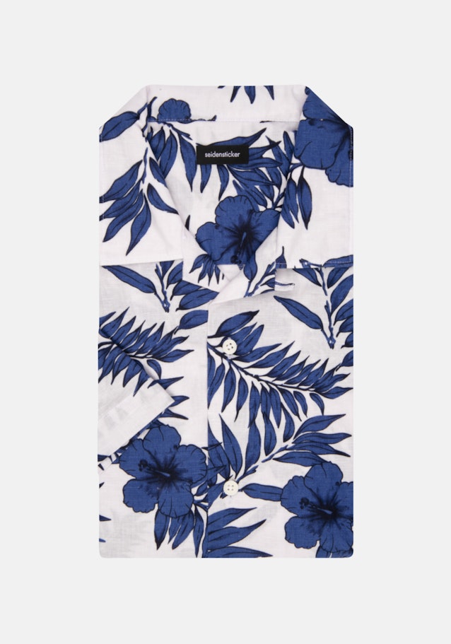 Linen Short sleeve Casual Shirt in Regular with Lapel Collar in Medium Blue |  Seidensticker Onlineshop