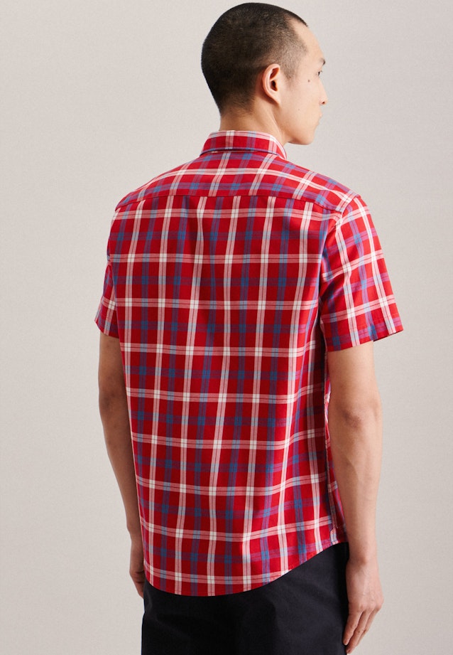 Twill korte arm Casual overhemd in Regular with Button-Down-Kraag in Rood | Seidensticker Onlineshop