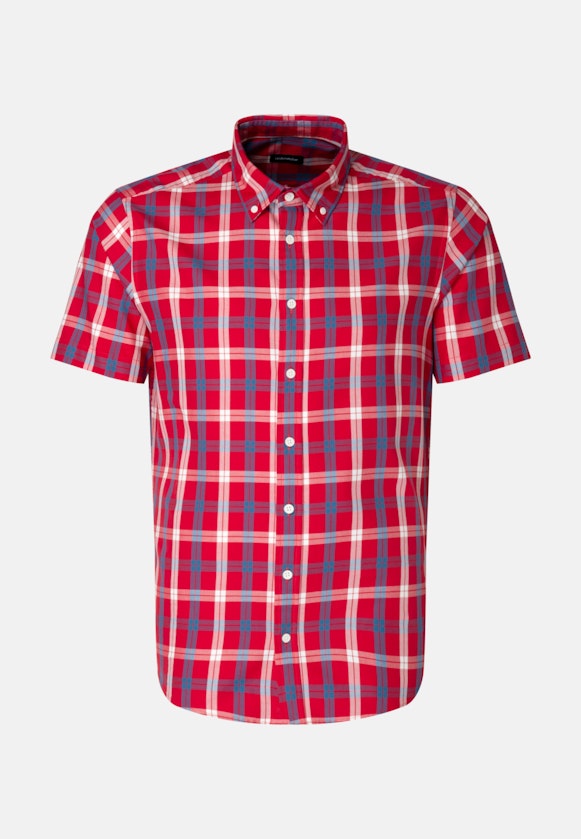 Twill korte arm Casual overhemd in Regular with Button-Down-Kraag in Rood |  Seidensticker Onlineshop