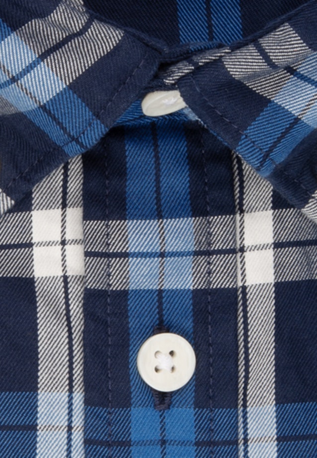 Twill korte arm Casual overhemd in Regular with Button-Down-Kraag in Donkerblauw |  Seidensticker Onlineshop