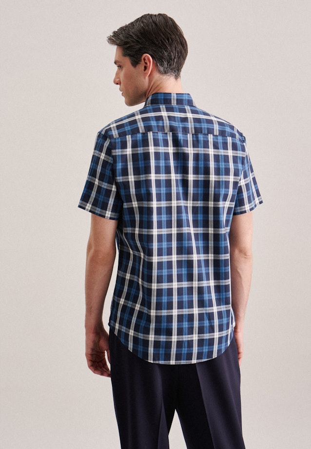 Twill Short sleeve Casual Shirt in Regular with Button-Down-Collar in Dark Blue | Seidensticker Onlineshop