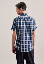 Twill Short sleeve Casual Shirt in Regular with Button-Down-Collar in Dark Blue |  Seidensticker Onlineshop