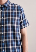 Twill Short sleeve Casual Shirt in Regular with Button-Down-Collar in Dark Blue |  Seidensticker Onlineshop