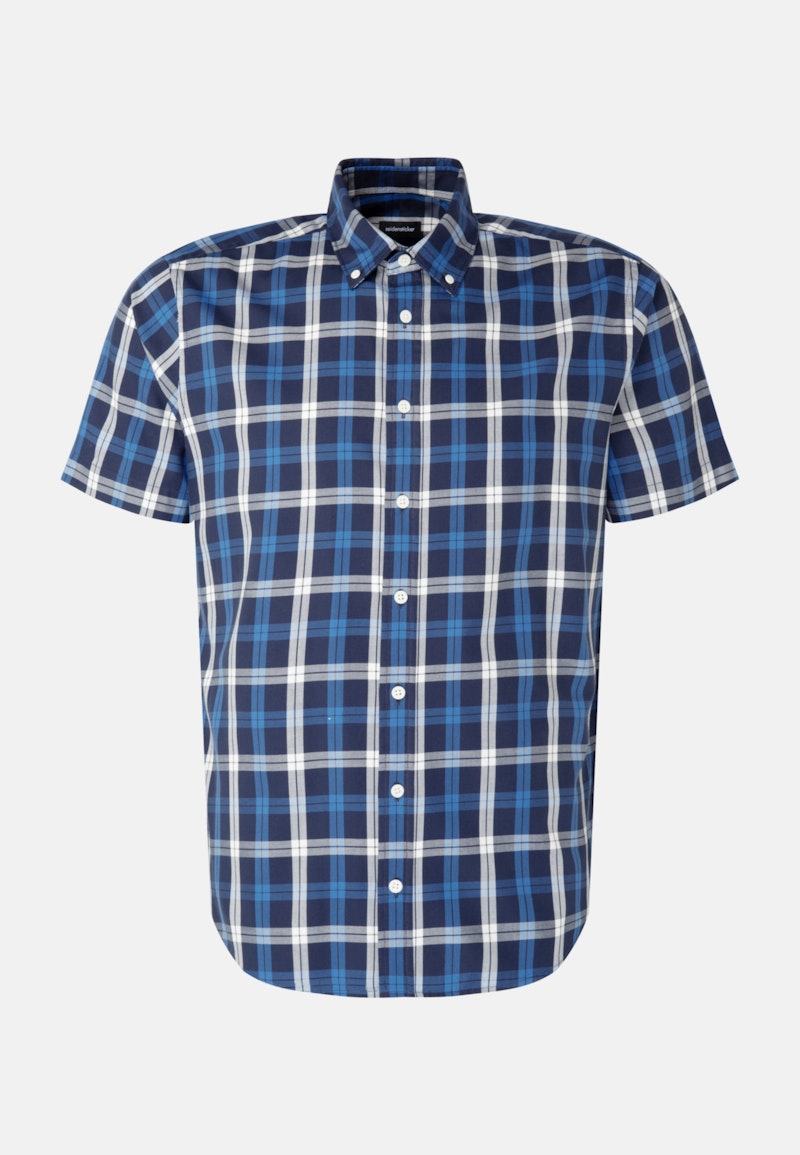 Twill Short sleeve Casual Shirt in Regular with Button-Down-Collar