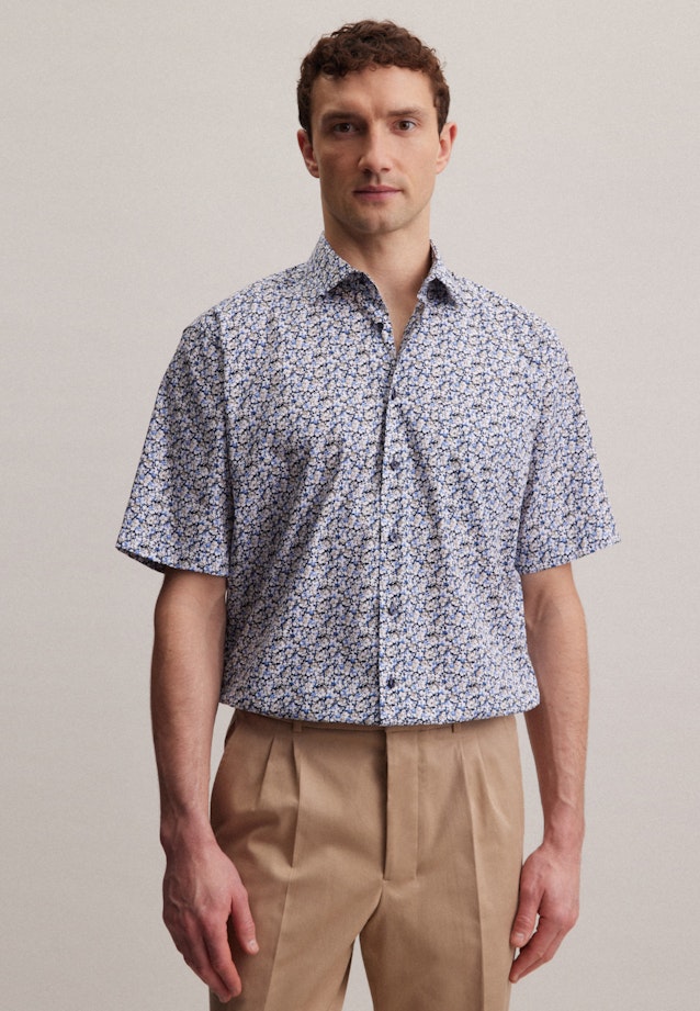 Poplin Short sleeve Business Shirt in Comfort with Kent-Collar in Brown | Seidensticker Onlineshop
