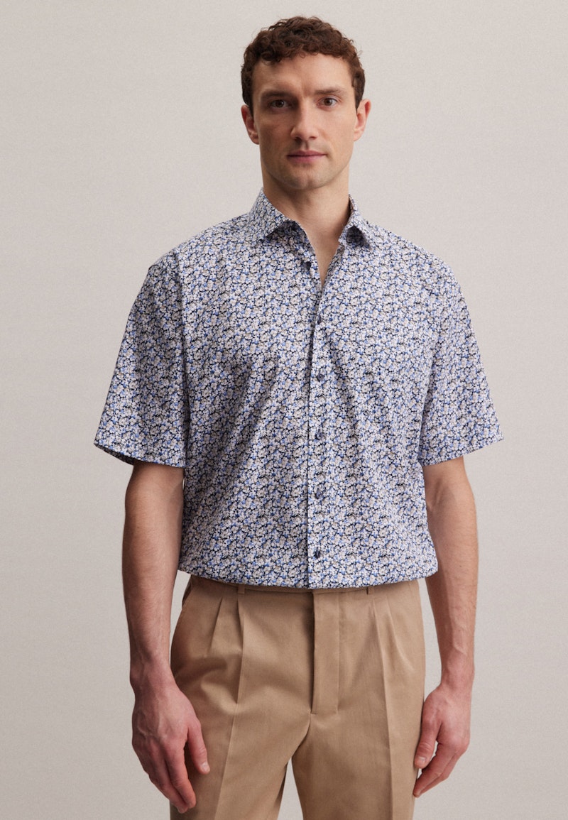 Poplin Short sleeve Business Shirt in Comfort with Kent-Collar