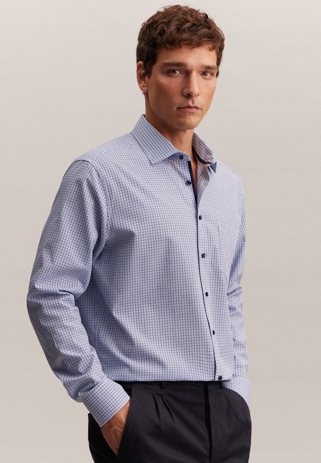Regular Chemise d'affaires carreaux in Bleu Foncé |  Seidensticker Onlineshop