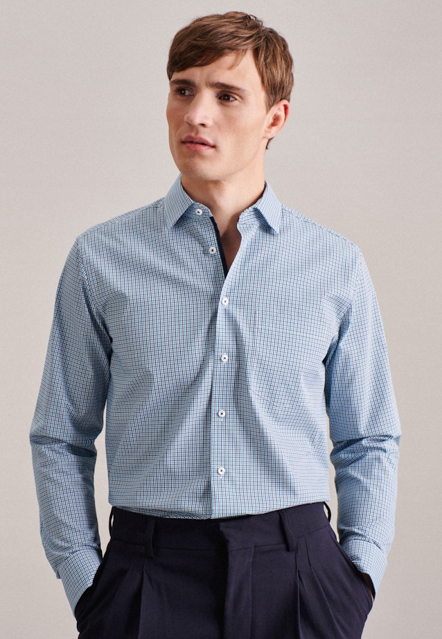 Regular Business Hemd Karo in Türkis |  Seidensticker Onlineshop