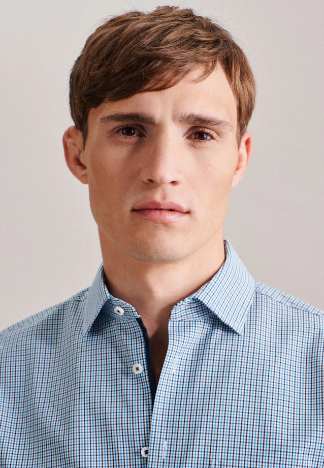 Regular Business Hemd Karo in Türkis |  Seidensticker Onlineshop