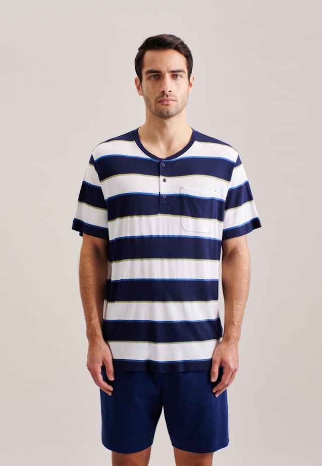 Top Pyjama Regular Manche Courte in Bleu Foncé |  Seidensticker Onlineshop