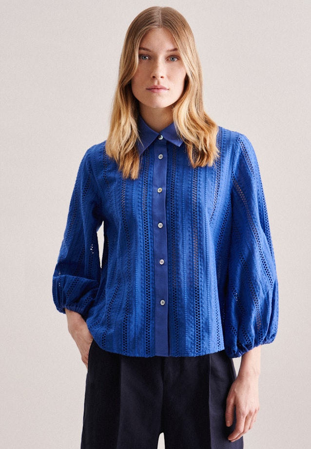 Popeline Shirtblouse in Middelmatig Blauw | Seidensticker Onlineshop