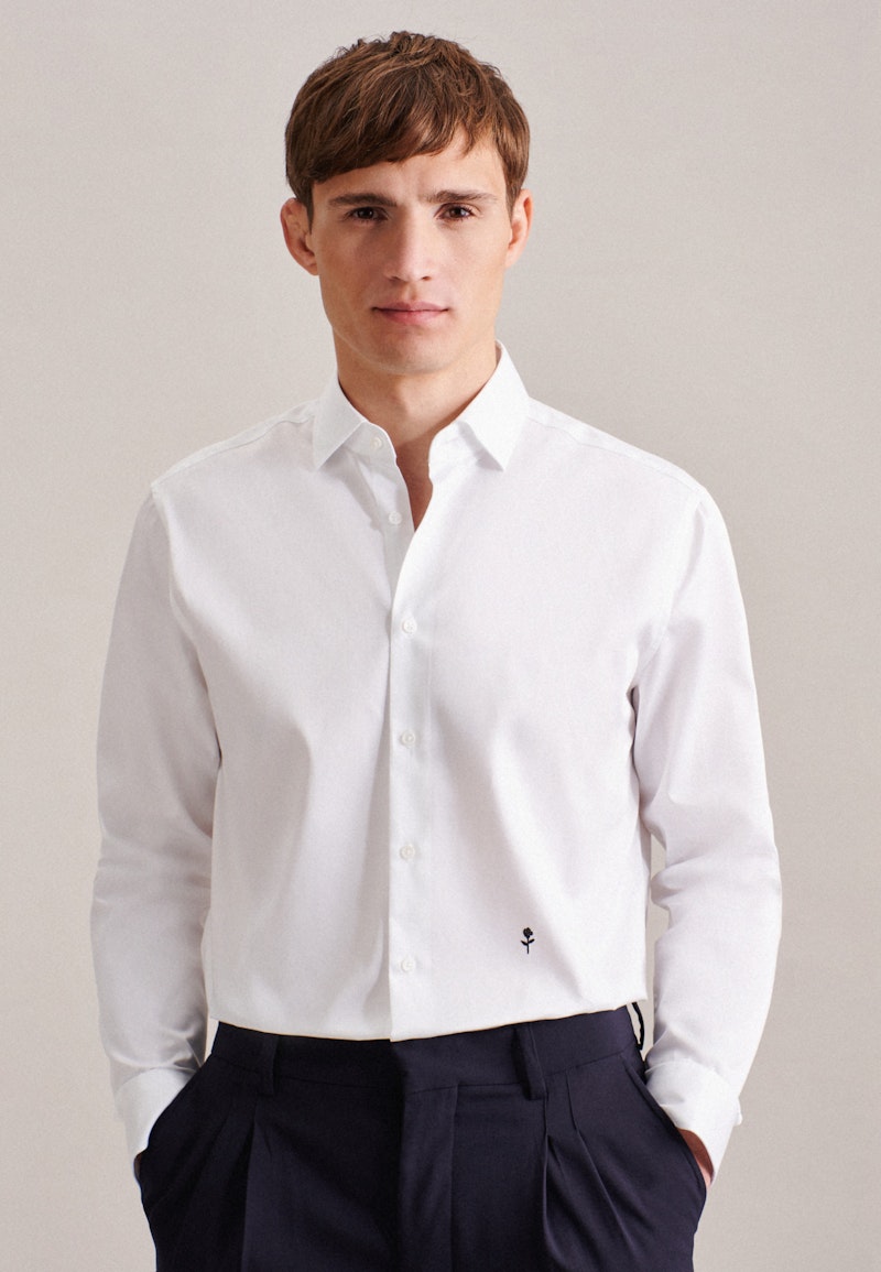 Easy-iron Satin Business Shirt in Regular with Kent-Collar
