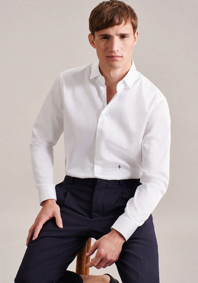 Chemise Business Regular Satin Col Kent in Blanc |  Seidensticker Onlineshop