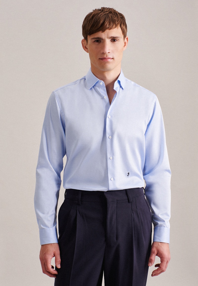 Easy-iron Satin Business Shirt in Regular with Kent-Collar