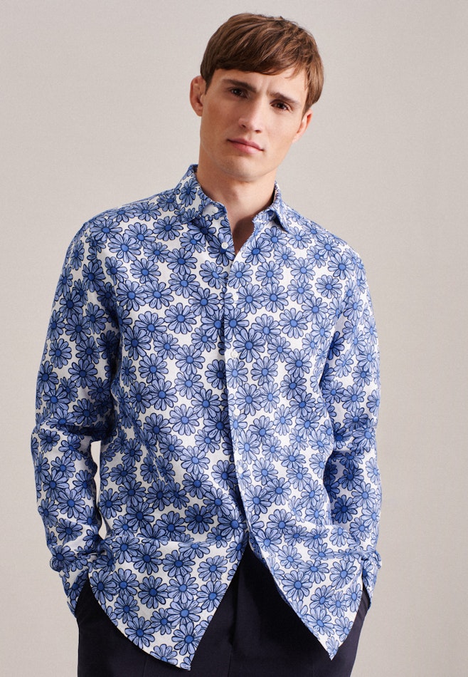 Regular Business Hemd Floral in Hellblau | Seidensticker Onlineshop