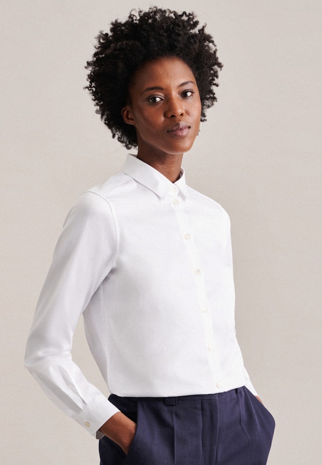 Lange mouwen Satin Shirtblouse in Wit | Seidensticker Onlineshop