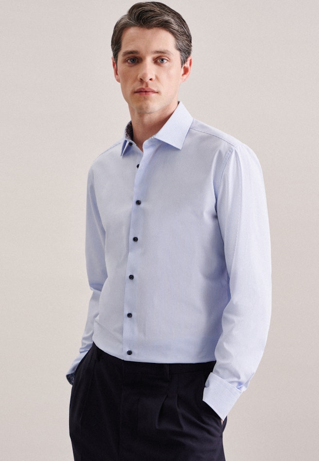 Slim Chemise Business A Rayures dans Bleu Clair | Boutique en ligne Seidensticker