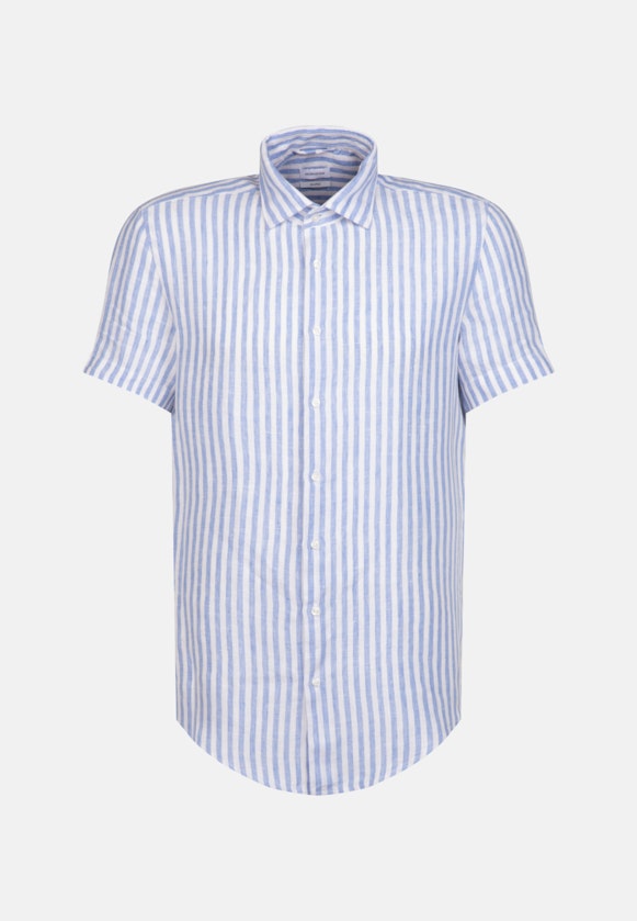 Linen Short sleeve Business Shirt in Shaped with Kent-Collar in Light Blue |  Seidensticker Onlineshop