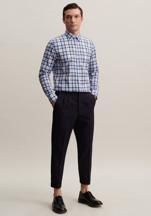 Non-iron Twill Business Shirt in X-Slim with Button-Down-Collar in Dark Blue |  Seidensticker Onlineshop