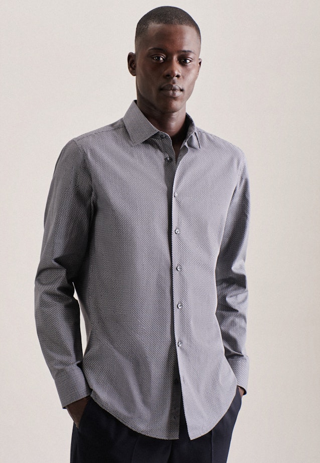 Poplin Business Shirt in Slim with Kent-Collar and extra long sleeve in Grey |  Seidensticker Onlineshop