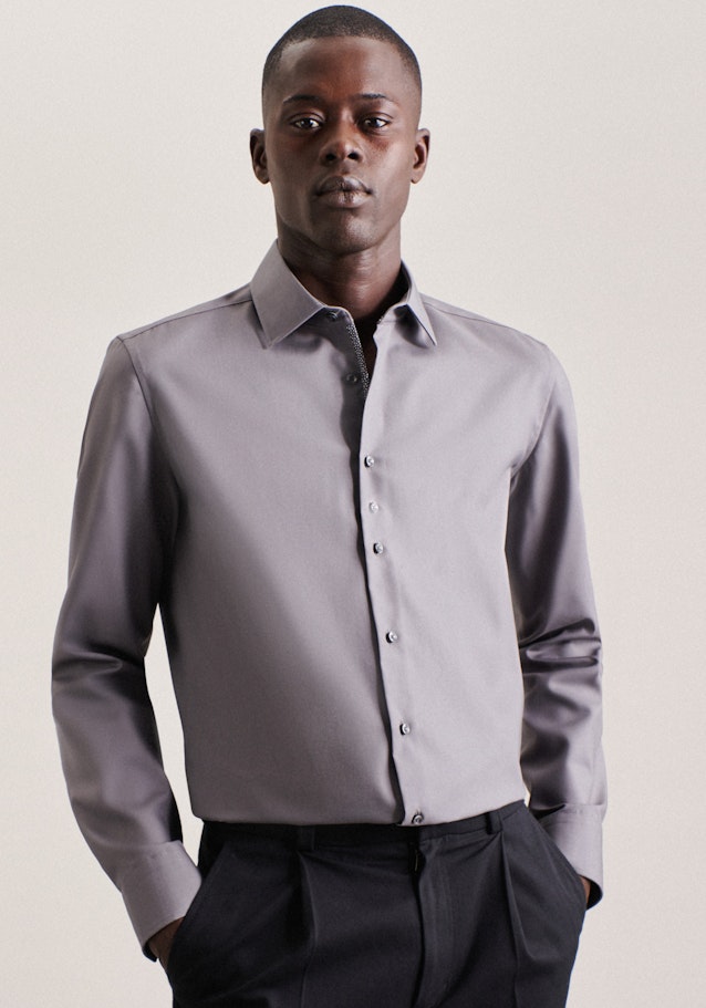 Popeline Business Hemd in Shaped mit Kentkragen und extra langem Arm in Grau |  Seidensticker Onlineshop
