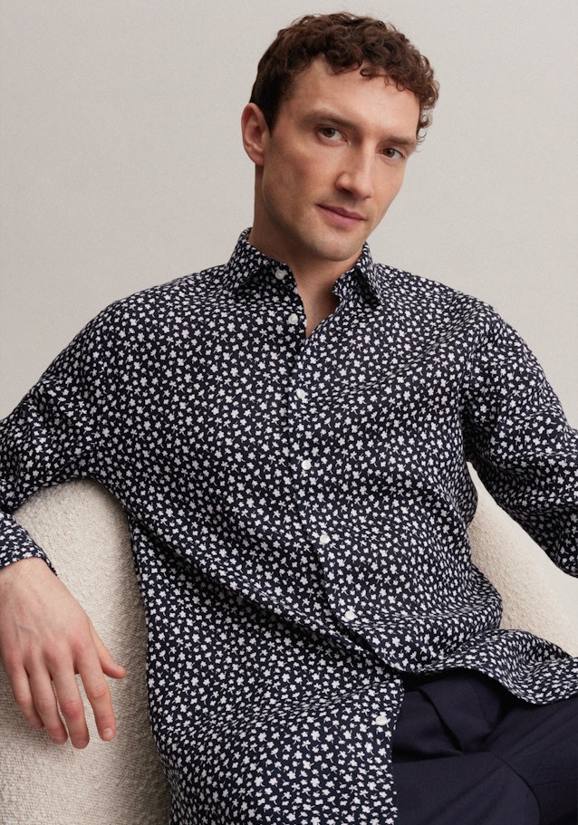 Business Shirt in Regular fit with Kent-Collar in Dark Blue |  Seidensticker Onlineshop