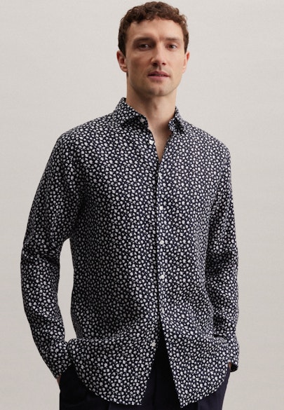 Regular fit Business shirt Print in Dark Blue |  Seidensticker Onlineshop