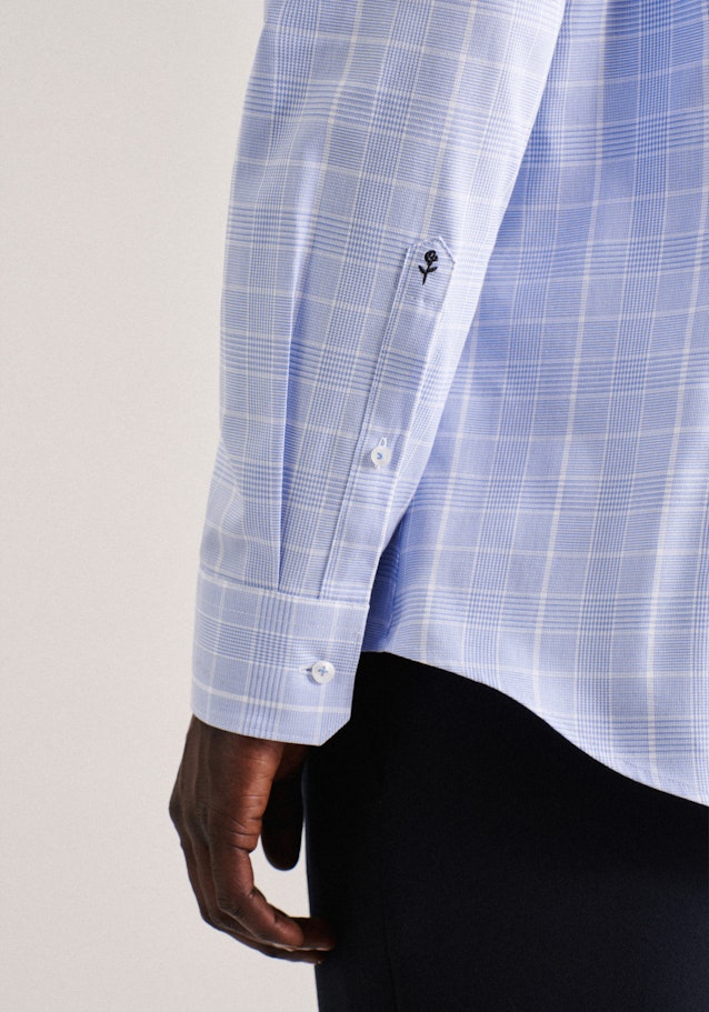 Non-iron Glencheck Business overhemd in Slim with Kentkraag in Lichtblauw | Seidensticker Onlineshop