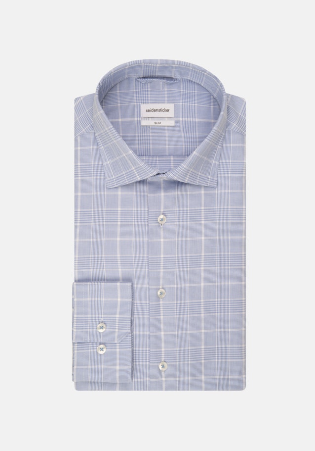 Non-iron Glencheck Business overhemd in Slim with Kentkraag in Lichtblauw | Seidensticker Onlineshop
