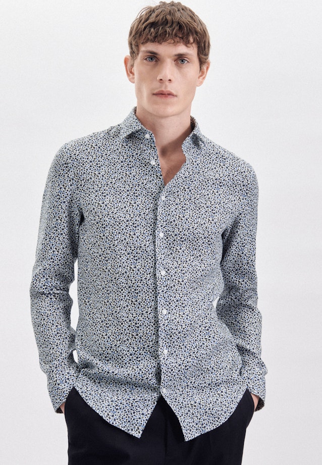 Shaped Business Hemd Druck in Dunkelblau |  Seidensticker Onlineshop