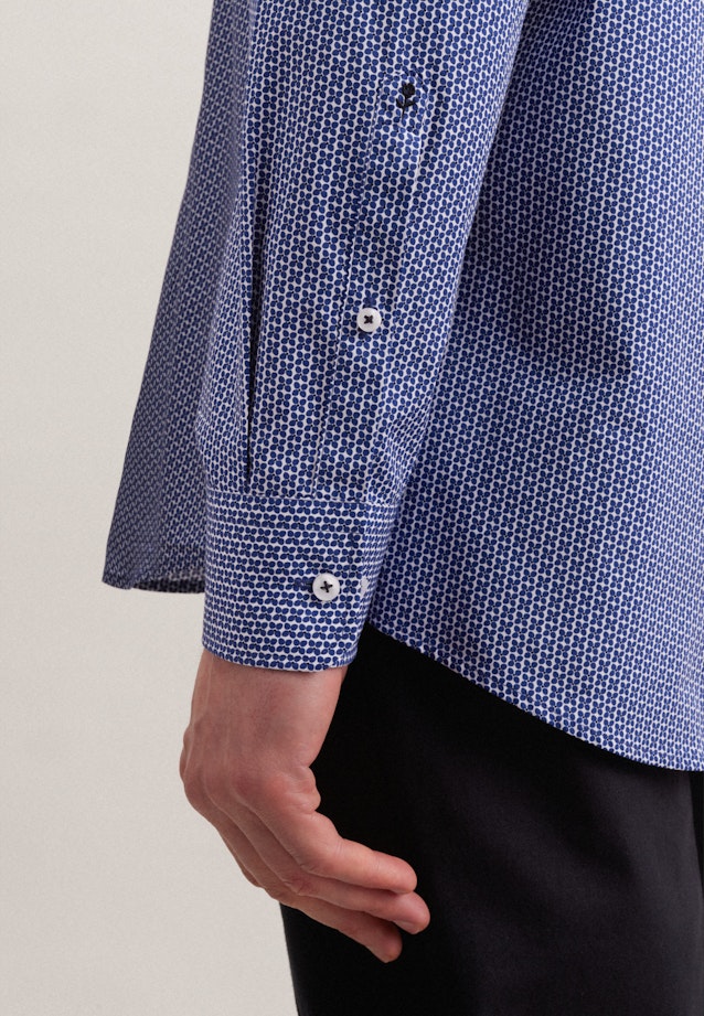 Regular Business Hemd Druck in Mittelblau |  Seidensticker Onlineshop