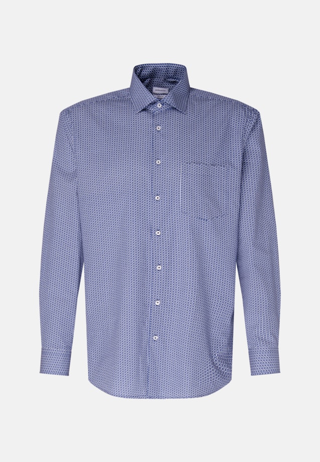 Regular Business Hemd Druck in Mittelblau |  Seidensticker Onlineshop