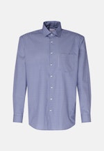 Regular Business Hemd Druck in Mittelblau |  Seidensticker Onlineshop