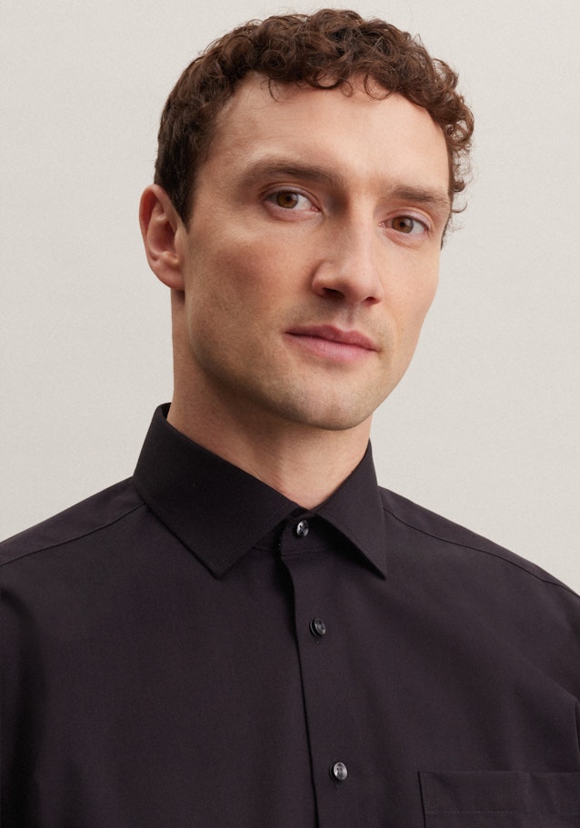 Non-iron Poplin Business Shirt in Comfort with Kent-Collar in Black | Seidensticker Onlineshop