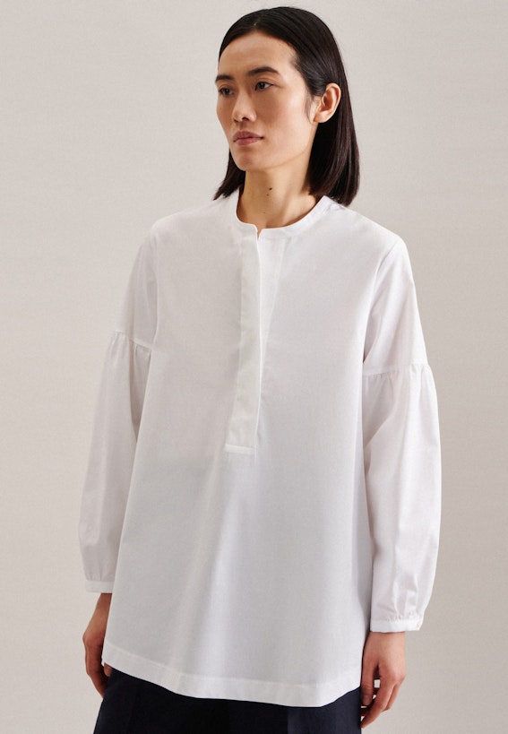 Women Collar Stand-Up Blouse white | Seidensticker