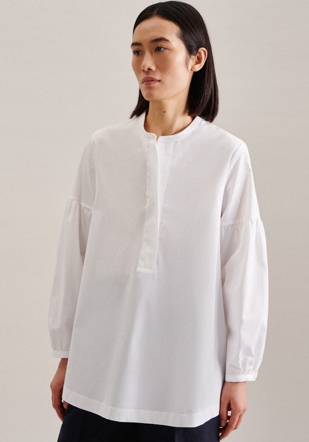 Blouse à col montant Popeline in Blanc |  Seidensticker Onlineshop