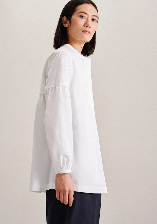 Long sleeve Poplin Stand-Up Blouse in White |  Seidensticker Onlineshop