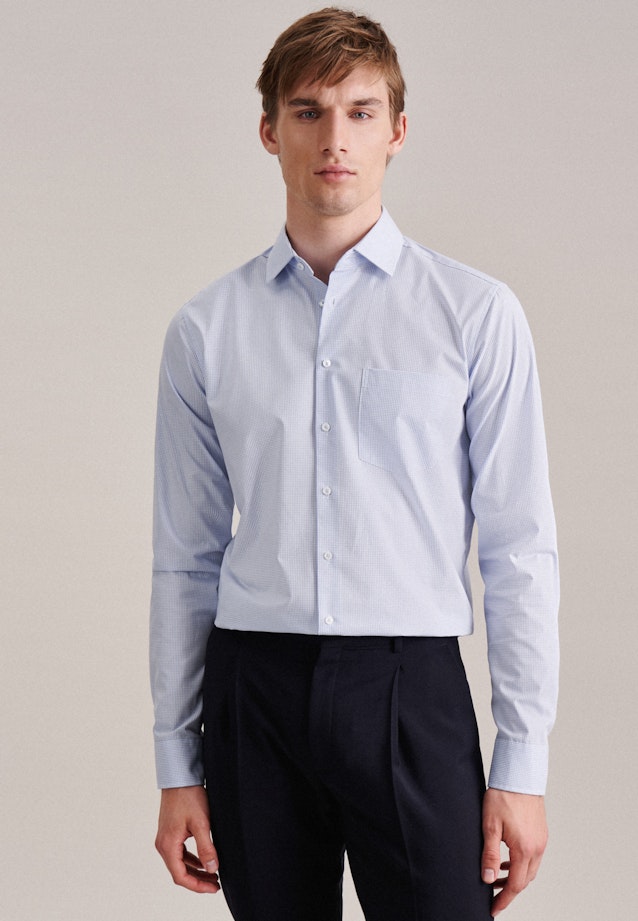 Regular Chemise d'affaires carreaux in Bleu Clair |  Seidensticker Onlineshop