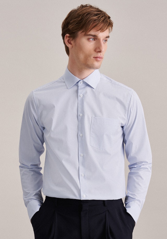 Non-iron Popeline Business overhemd in Regular with Kentkraag and extra long sleeve in Lichtblauw |  Seidensticker Onlineshop