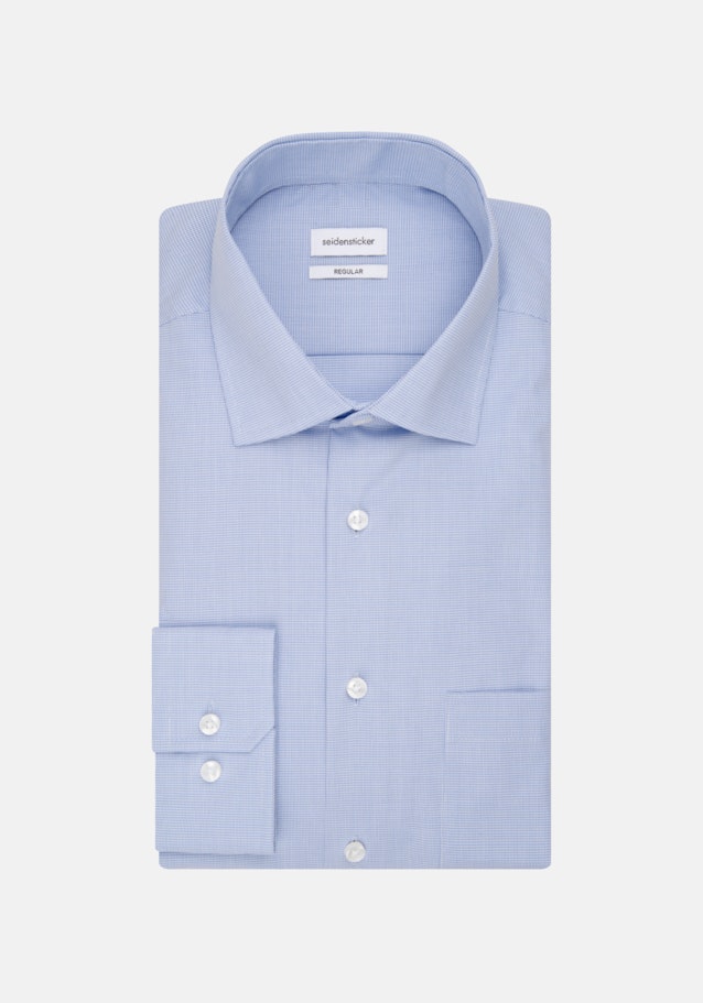 Non-iron Pepita Business overhemd in Regular with Kentkraag and extra long sleeve in Lichtblauw |  Seidensticker Onlineshop