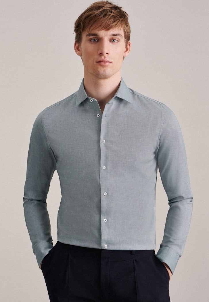 Herren Bügelfreies Struktur Business Hemd in Slim mit Kentkragen und extra  langem Arm grün | Seidensticker | Klassische Hemden