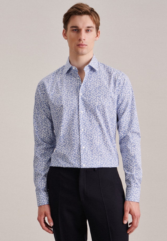 Shaped Business shirt Floral in Medium Blue |  Seidensticker Onlineshop