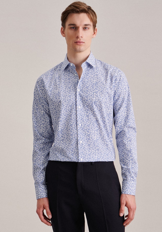 Poplin Business Shirt in Shaped with Kent-Collar and extra long sleeve in Medium Blue | Seidensticker Onlineshop