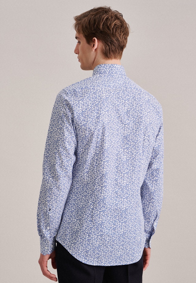 Popeline Business Hemd in Shaped mit Kentkragen und extra langem Arm in Mittelblau |  Seidensticker Onlineshop