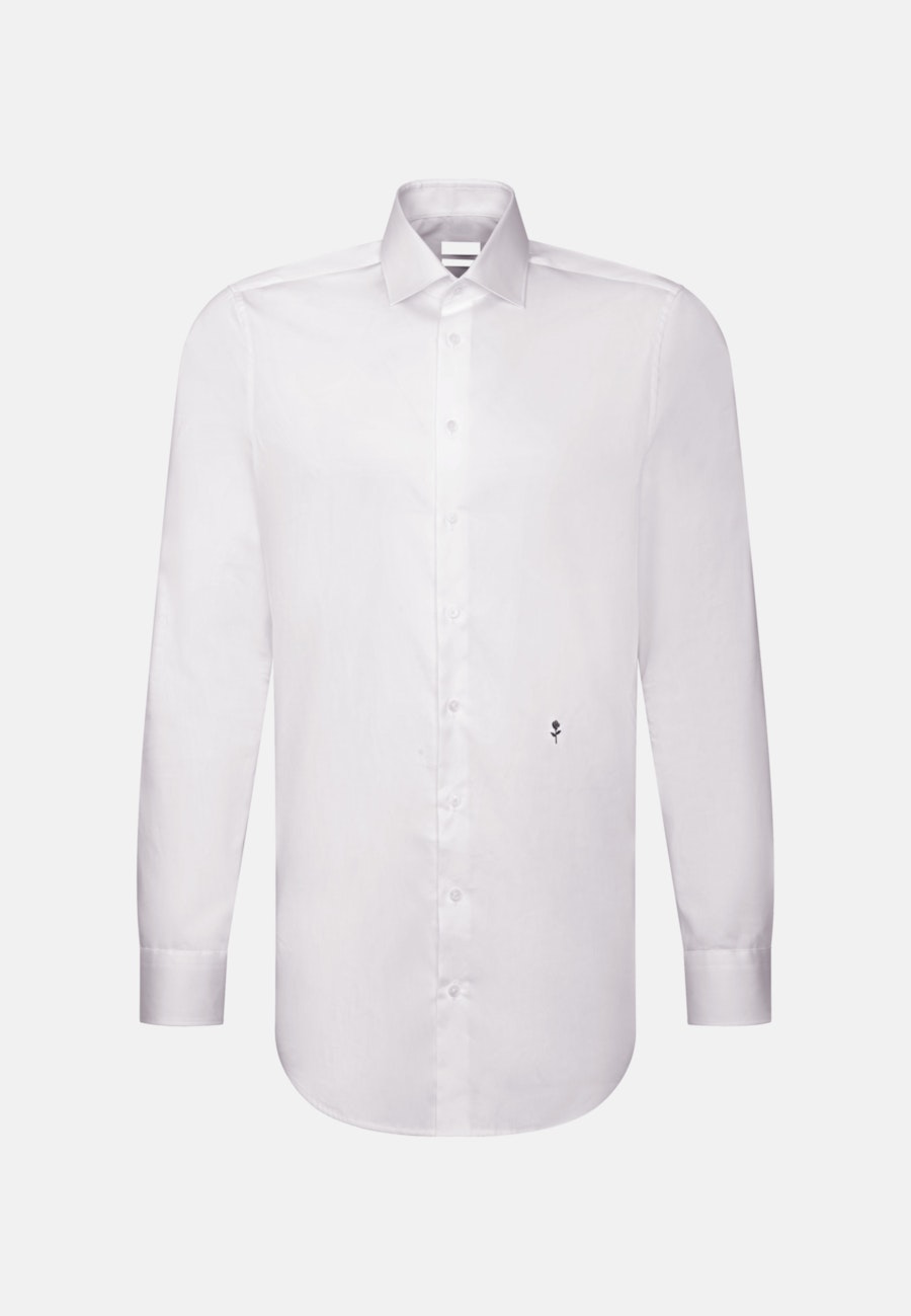 Bügelleichtes Satin Business Hemd in Regular mit Kentkragen und extra langem Arm in Weiß |  Seidensticker Onlineshop